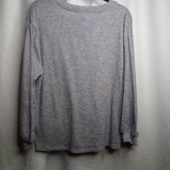 For The Republic Shirt M Women Long Sleeve Cross Front Gray - Picture 3 of 14